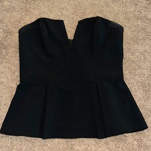 Black Strapless Peplum Top